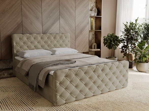 Boxspring met Opbergruimte 140x200 Lunaris Lichtbruin
