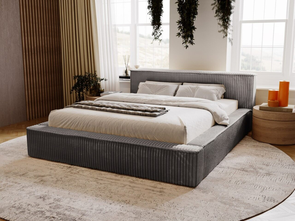 Tweepersoonsbed met Opbergruimte en lattenbodem 120x200 Lago Grijs