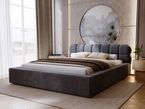 Tweepersoonsbed met Opbergruimte en lattenbodem 140x200 Plaza Donkergrijs