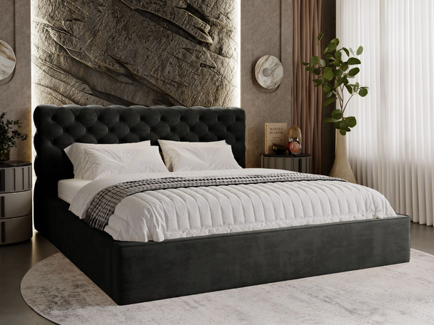 Bed met Opbergruimte en lattenbodem 140x200 Apollo Zwart