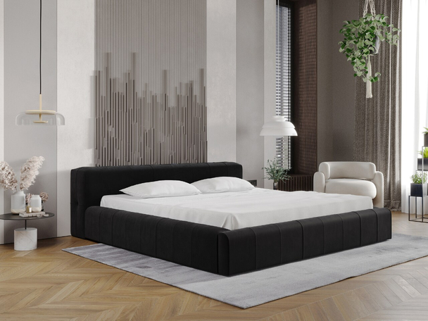 Tweepersoonsbed met Opbergruimte en lattenbodem 180x200 Lipari Zwart