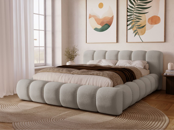Tweepersoonsbed met Opbergruimte en lattenbodem 140x200 Doria Lichtgrijs