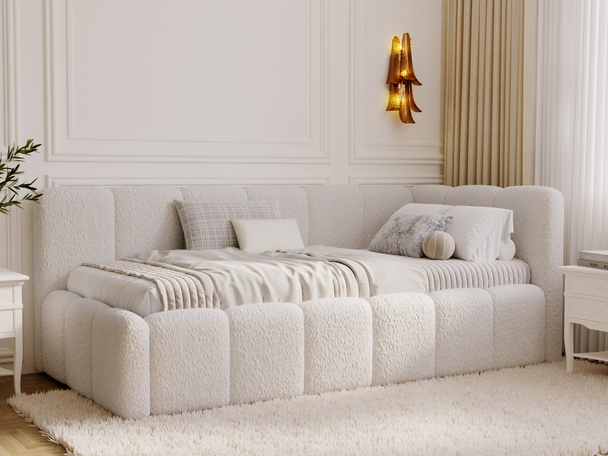 Eenpersoons jeugdbed met opbergruimte en lattenbodem 90x200 Cloud One Beige