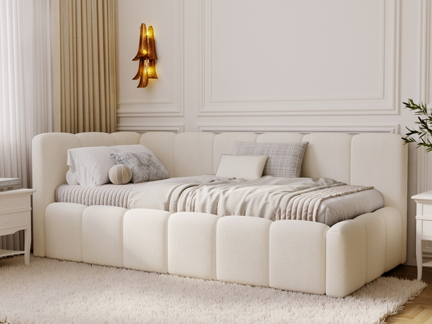 Eenpersoons jeugdbed met opbergruimte en lattenbodem 90x200 Cloud One Beige