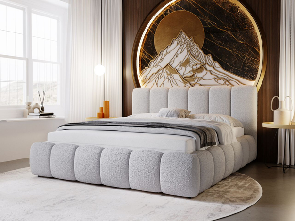 Tweepersoonsbed met Opbergruimte en lattenbodem 160x200 Cloud Lichtgrijs