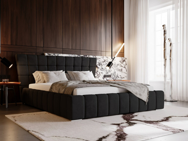 Tweepersoonsbed met Opbergruimte en lattenbodem 140x200 Paris Zwart