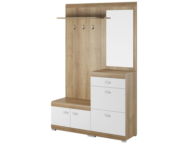 Garderobekast met spiegel Riviera-eik, Wit