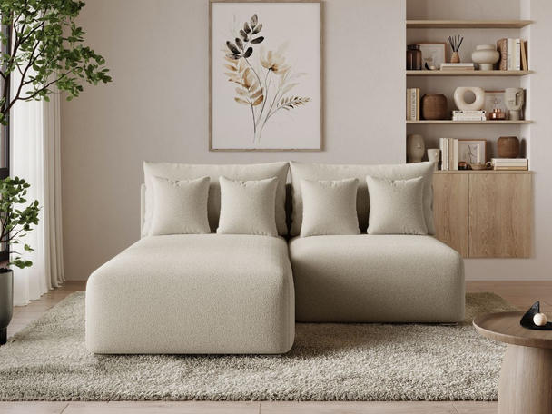 Hoekbank Links met Slaapfunctie en Opbergruimte Ronni Beige