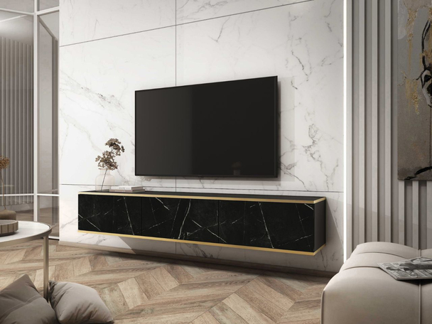 TV-Hangkast met deuren 175 cm Diolo Zwart Marmer