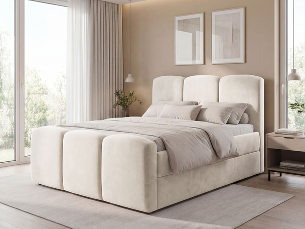 Boxspring met Opbergruimte 120x200 Campi Crème