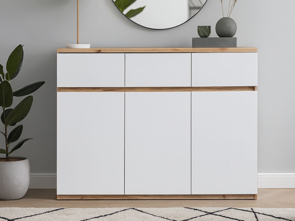 Dressoir met Deuren en Lades Arcadia Wit, Bruin