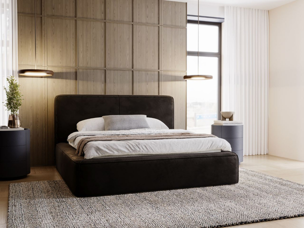 Bed met Opbergruimte en lattenbodem 120x200 Amaro Zwart