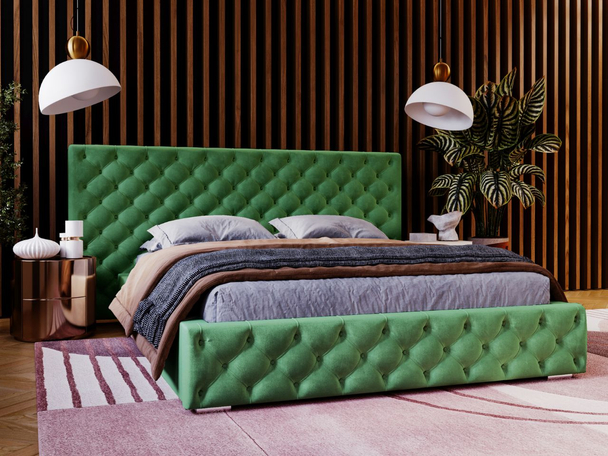 Tweepersoonsbed met Opbergruimte en lattenbodem 140x200 Madera Groen