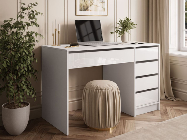 Modern bureau met lades Melo Wit glans