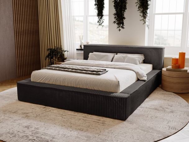 Tweepersoonsbed met Opbergruimte en lattenbodem 160x200 Lago Zwart
