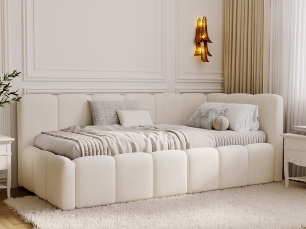 Eenpersoons jeugdbed met opbergruimte en lattenbodem 90x200 Cloud One Beige