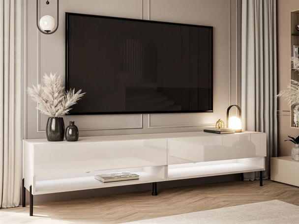 Tv-meubel 180 cm voor de woonkamer op metalen poten Aurelie Kashmir glans