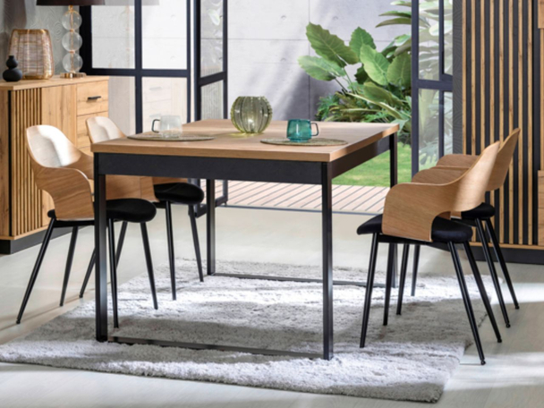 Rechthoekige uitschuifbare tafel Lavore Eiken Wotan, Zwart