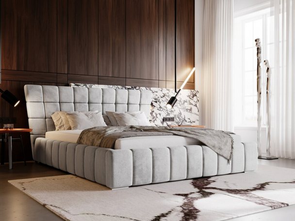 Tweepersoonsbed met Opbergruimte en lattenbodem 120x200 Paris Lichtgrijs