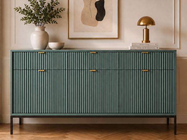 Dressoir met deuren en lades 154 cm Amber Groen