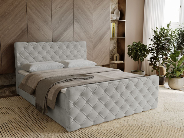 Boxspring met Opbergruimte 160x200 Lunaris Lichtgrijs