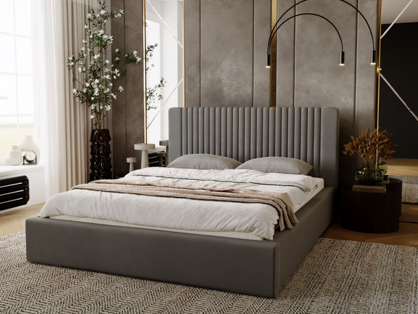 Tweepersoonsbed met Opbergruimte en lattenbodem 160x200 Malmo Grijs