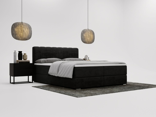 Boxspring met Opbergruimte 160x200 Forte Zwart