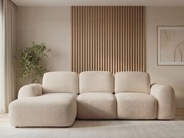 Hoekbank Links met Slaapfunctie en Opbergruimte Avelin Beige
