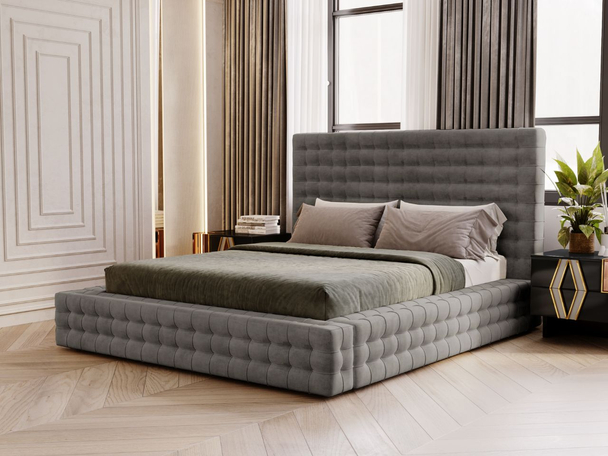 Bed met Opbergruimte en lattenbodem 120x200 Barbados Grijs