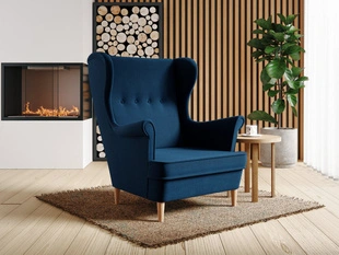Fauteuil op houten poten Oslo Donkerblauw