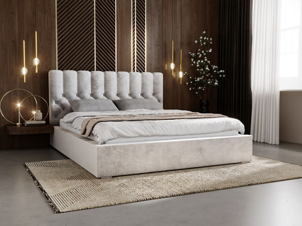 Bed met Opbergruimte en lattenbodem 140x200 Roma Lichtgrijs