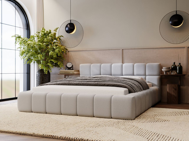 Tweepersoonsbed met Opbergruimte en lattenbodem 160x200 Alicante Lichtgrijs