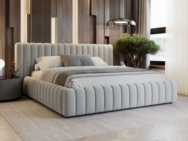 Tweepersoonsbed met Opbergruimte en lattenbodem 200x200 Bliss Grijs