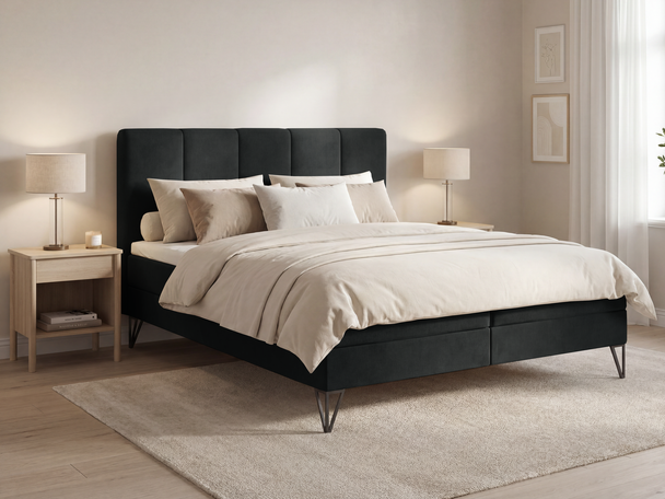 Boxspring met Opbergruimte 180x200 Vendi zwart