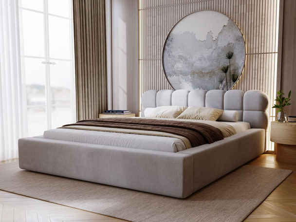 Tweepersoonsbed met Opbergruimte en lattenbodem 120x200 Plaza Grijs