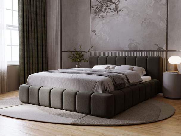 Bed met Opbergruimte en lattenbodem 180x200 Orio Donkergrijs