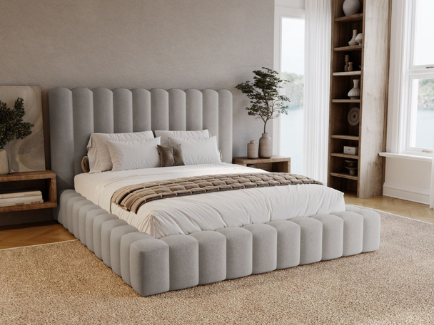 Bed met Opbergruimte en lattenbodem 140x200 Rotto Lichtgrijs
