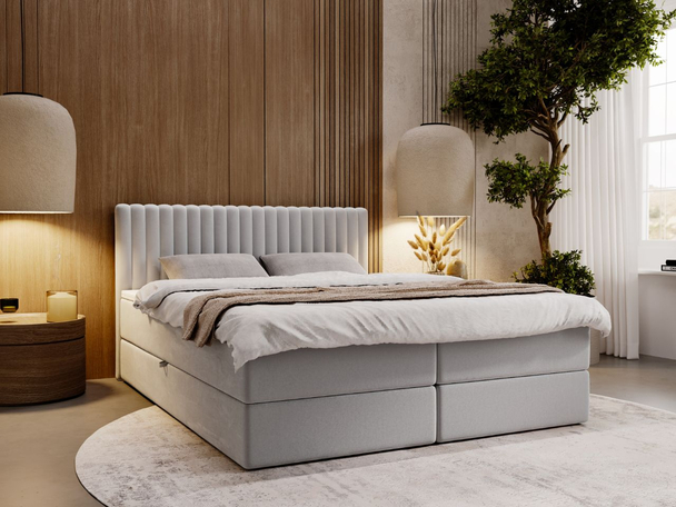 Boxspring met Opbergruimte 200x200 Marbella Lichtgrijs