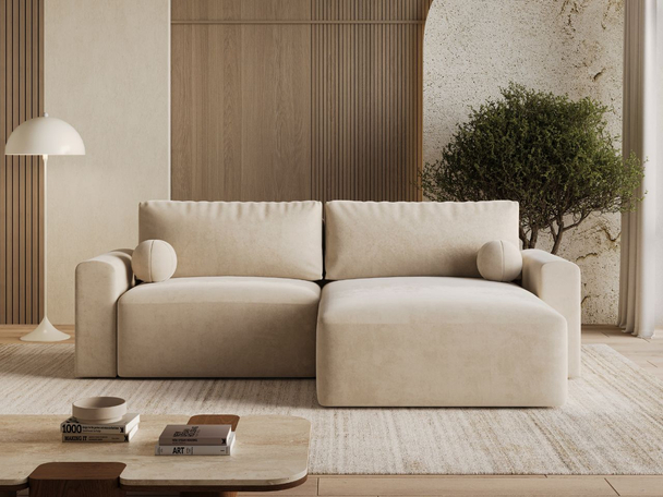 Hoekbank met Slaapfunctie en Opbergruimte Aurora Beige