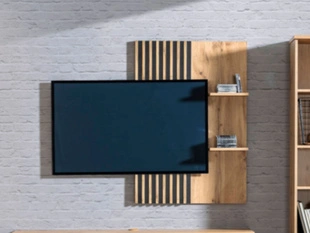 Wandplank met lamellen voor woonkamer Lavore Eiken Wotan, Zwart