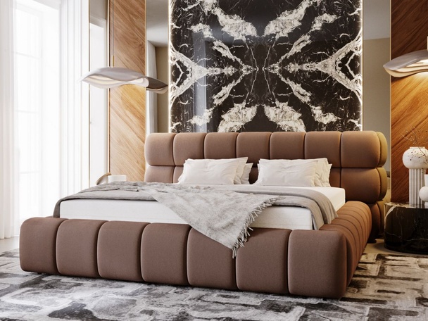 Tweepersoonsbed met Opbergruimte en lattenbodem 140x200 Mellow Bruin