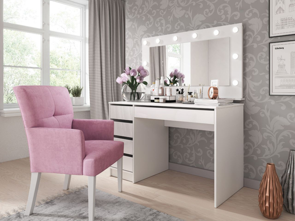 Kaptafel met lades Anes Wit glans