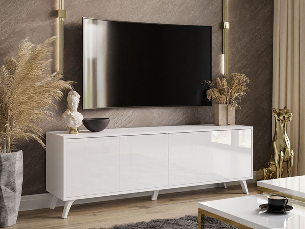 TV-Meubel met deuren op elegante poten Vivance Wit