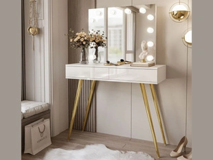 Kaptafel met hoge poten in een glamoureuze stijl Olivine Elite Wit glans