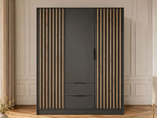 Kledingkast met lades en latten 155 cm Macron Grafiet