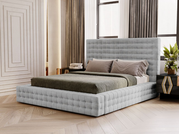 Bed met Opbergruimte en lattenbodem 160x200 Barbados Lichtgrijs