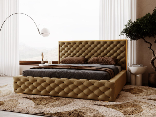 Bed met Opbergruimte en lattenbodem 200x200 Wave Bruin