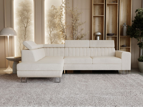Hoekbank links met Slaapfunctie en Opbergruimte Berona Beige