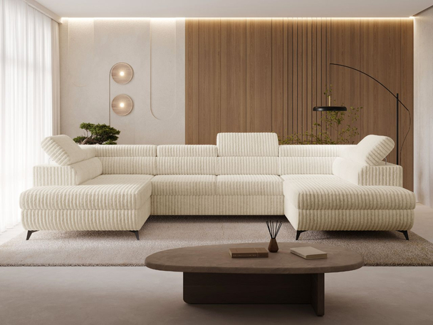 U-Bank met Slaapfunctie en Opbergruimte Argon Beige