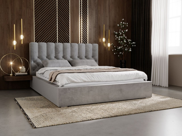 Bed met Opbergruimte en lattenbodem 200x200 Roma Grijs